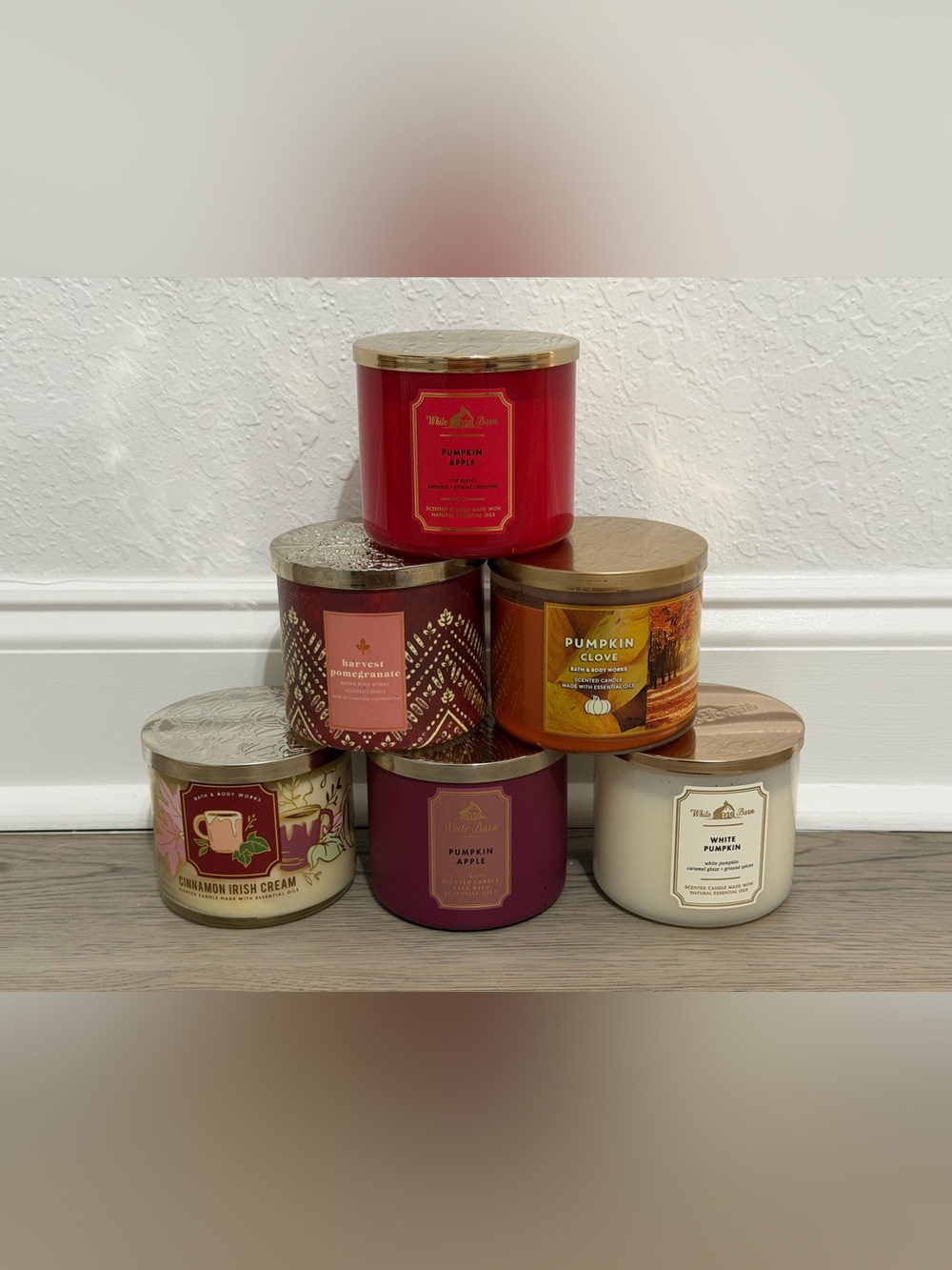 Bath & Body Works White Barn FALL PUMPKIN  3-Wick Candle LOT 6 RETIRED RARE NEW